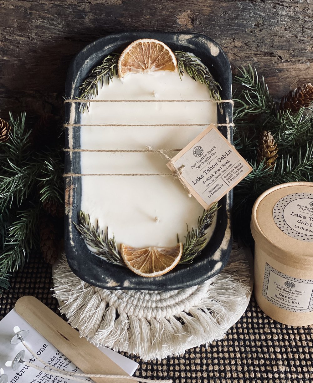 Rustic White Wood Bowl Candle & DIY Candle Refill Kit Bundle — Our Rustic  Heart Candle Co.