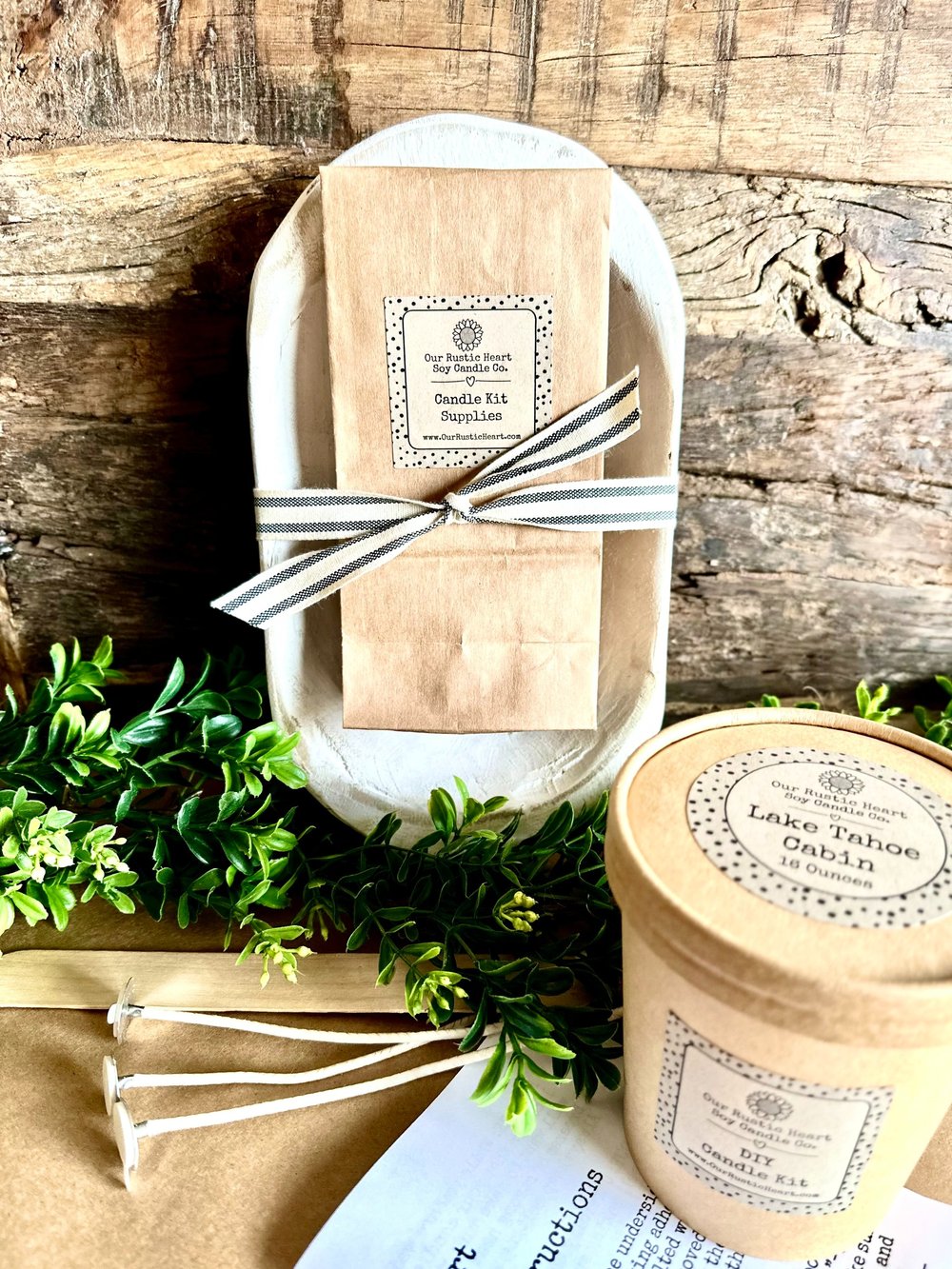 DIY Rustic White Wood Bowl Candle Making Kits — Our Rustic Heart Candle Co.