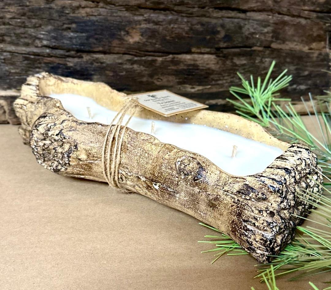 rustic, candles, rustic log candles, best rustic candles, refillable candles, handmade, best custom candles, Lake Tahoe candles, Our Rustic Heart