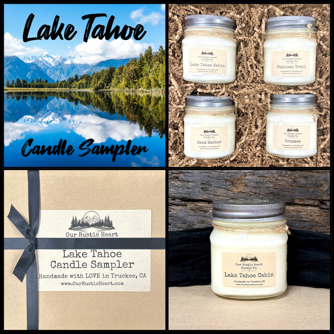 Lake Tahoe candles, best Lake Tahoe candles, eco friendly Lake Tahoe Candles, Lake Tahoe soy candles, Locally made Lake Tahoe candles, best candles in Lake Tahoe, Our Rustic Heart, Truckee