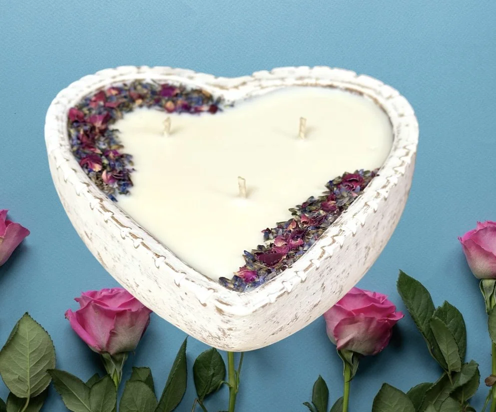 rustic heart candles, refillable heart candles, eco friendly heart candles, heart candle gifts, Valentine's Day custom gifts, Our Rustic Heart