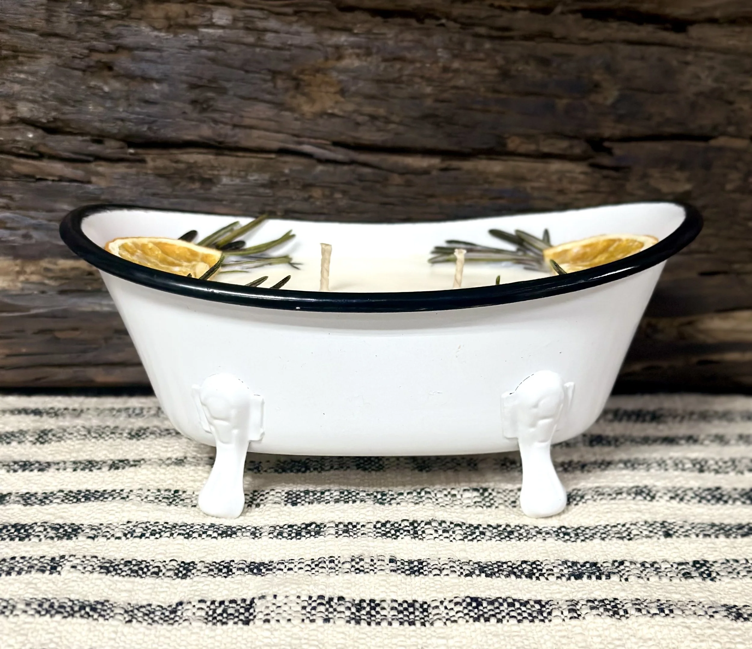 vintage refillable candles, custom refillable candles, vintage bathtub candles, clawfoot bathtub candles, farmhouse candles, eco friendly refillable candles