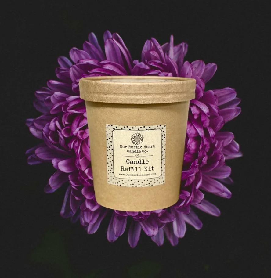 candle refills, candle refill kits, eco friendly, natural, easy, fun, refillable candles, reusable candles