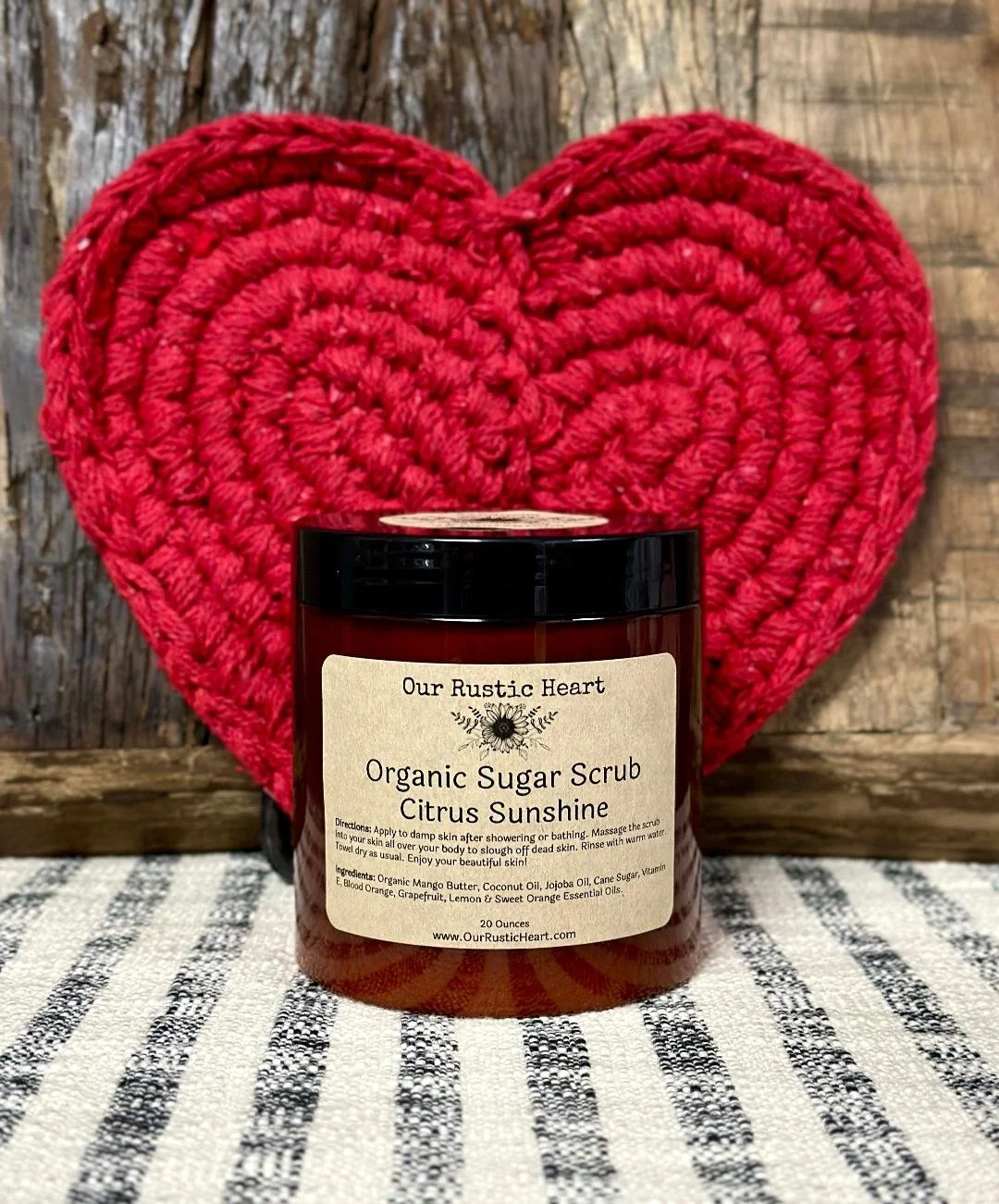 organic, sugar scrub, exfoliate, handcrafted, bath. body, skin, best, Our Rustic Heart, Citrus, Peppermint