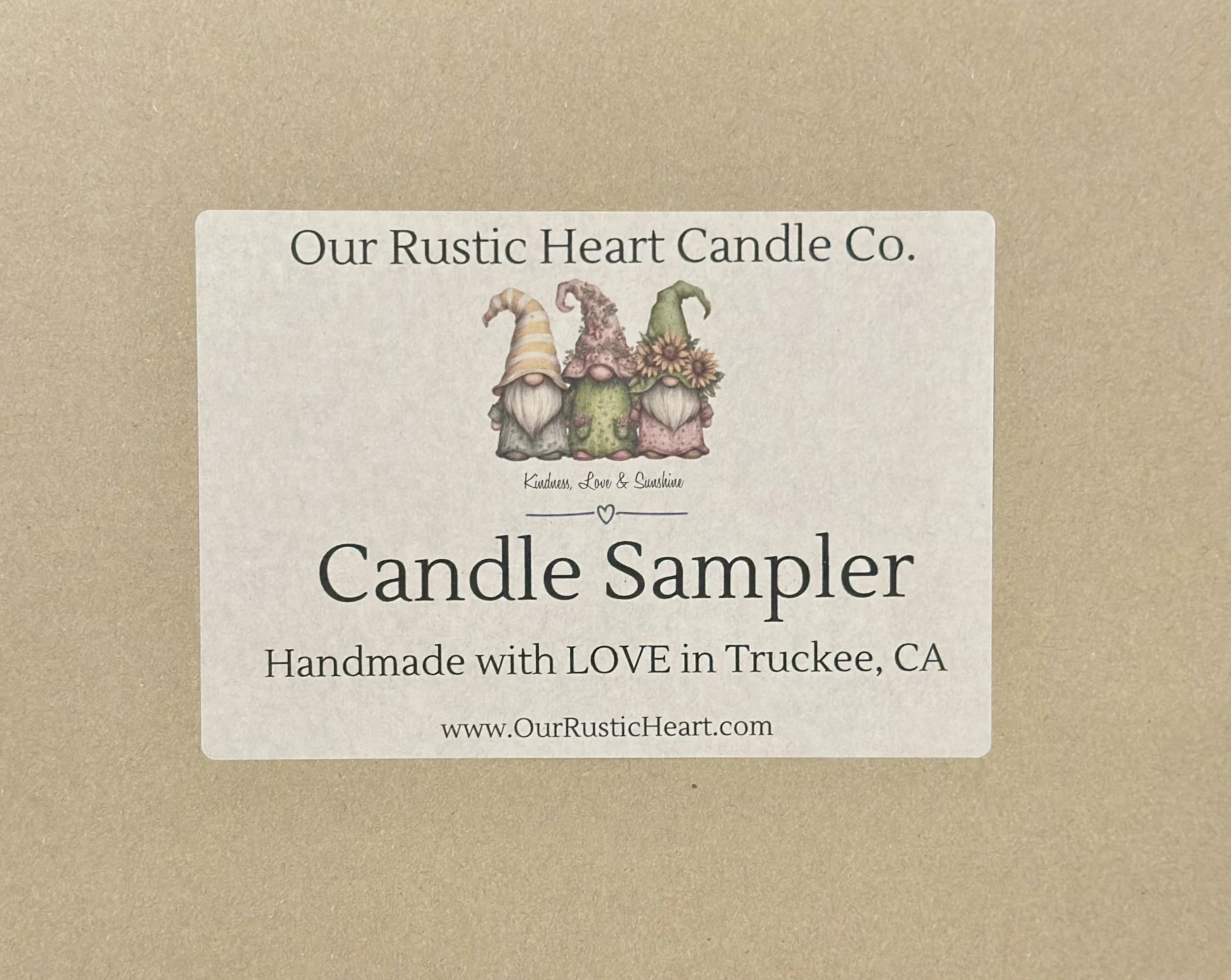 handmade candle samplers, rustic candle samplers, custom candle samplers, farmhouse candle samplers, eco friendly candle samplers, candle sampler gifts, Our Rustic Heart