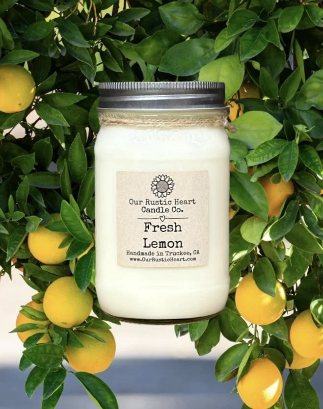 rustic handmade soy candles, eco friendly soy candles, natural candles, farmhouse candles, refillable candles, Lake Tahoe candles