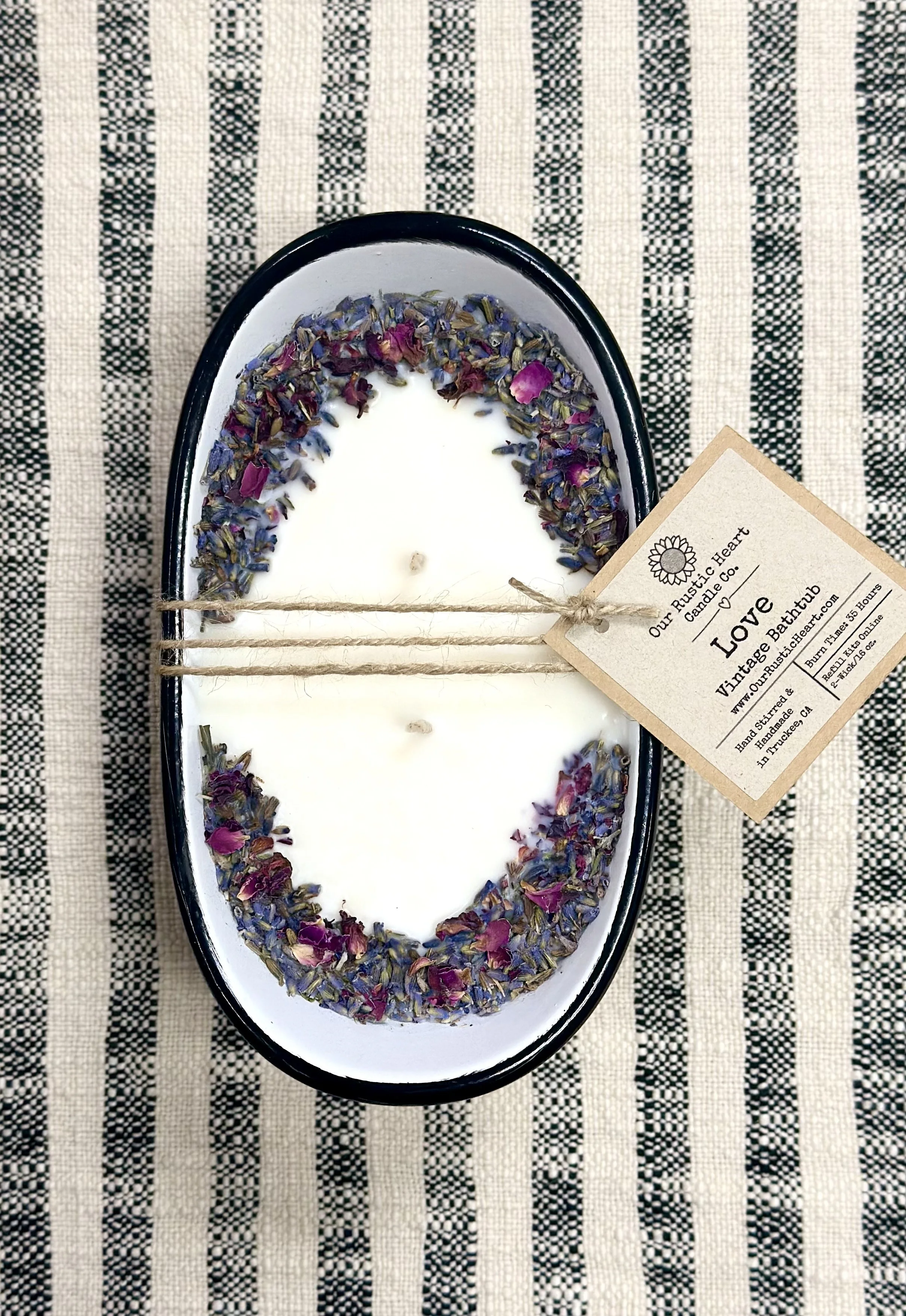 Vintage Bathtub Refillable Candles with Floral Candle Top