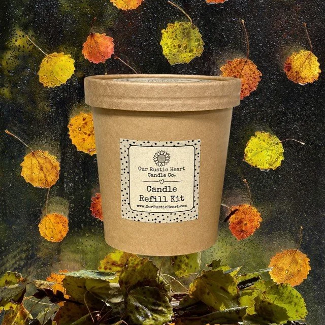 candle refills, fall candle refill kits, candle refill kits for fall,  candle refill kits, eco friendly, natural, easy, fun, refillable candles, reusable candles