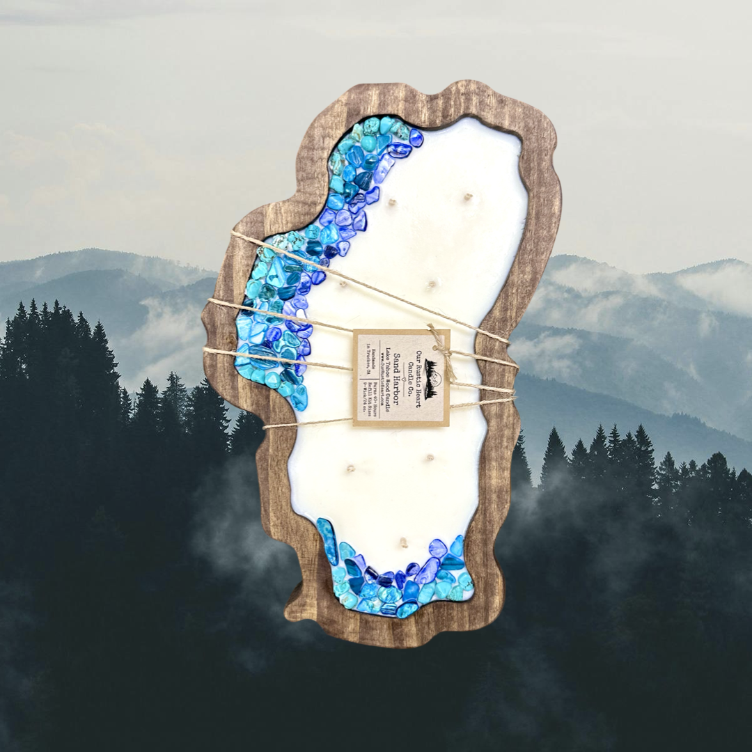 Lake Tahoe candles, Tahoe candles, custom, candles, shop, gifts, Lake Tahoe, Our Rustic heart, locally made