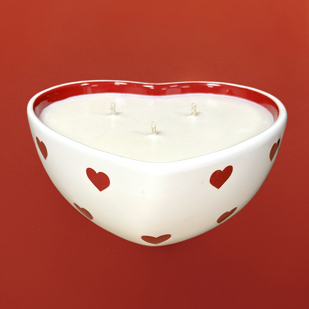 Valentine's Day Custom Refillable Heart Candles - (3) Sizes