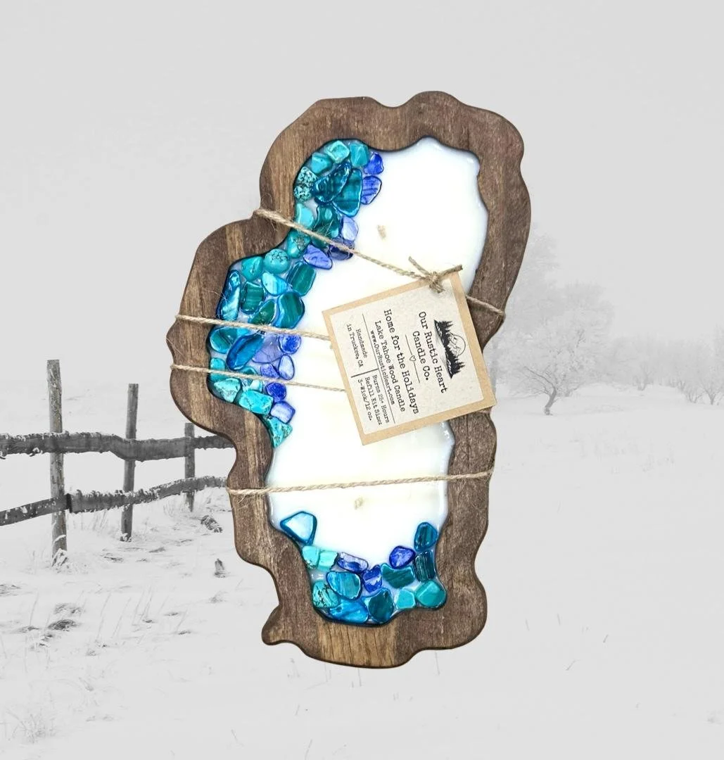 Lake Tahoe candles, Tahoe candles, handcrafted, Lake Tahoe, locally made, candles, gifts, shop, Our Rustic Heart, Lake Tahoe