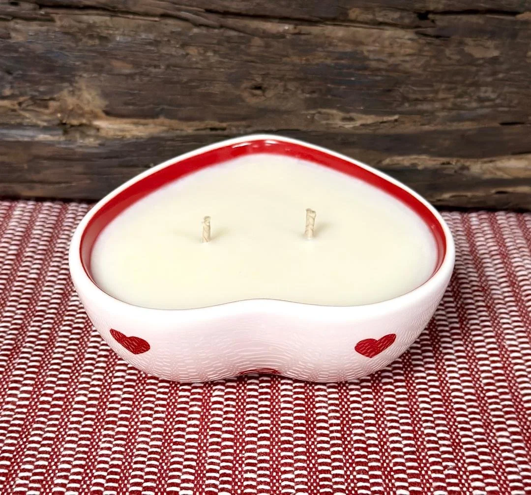 Valentine's Day Heart Candles, Custom Heart Candles, Valentine's Day refillable heart candles, Valentine's Day candle gifts, rustic Valentine's Day heart candle gifts, Our Rustic Heart