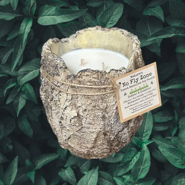 custom bug candles, custom insect repellent candles, refillable insect repellent candles, eco friendly insect repellent, mosquitoes, yellow jackets, flies, no fly zone