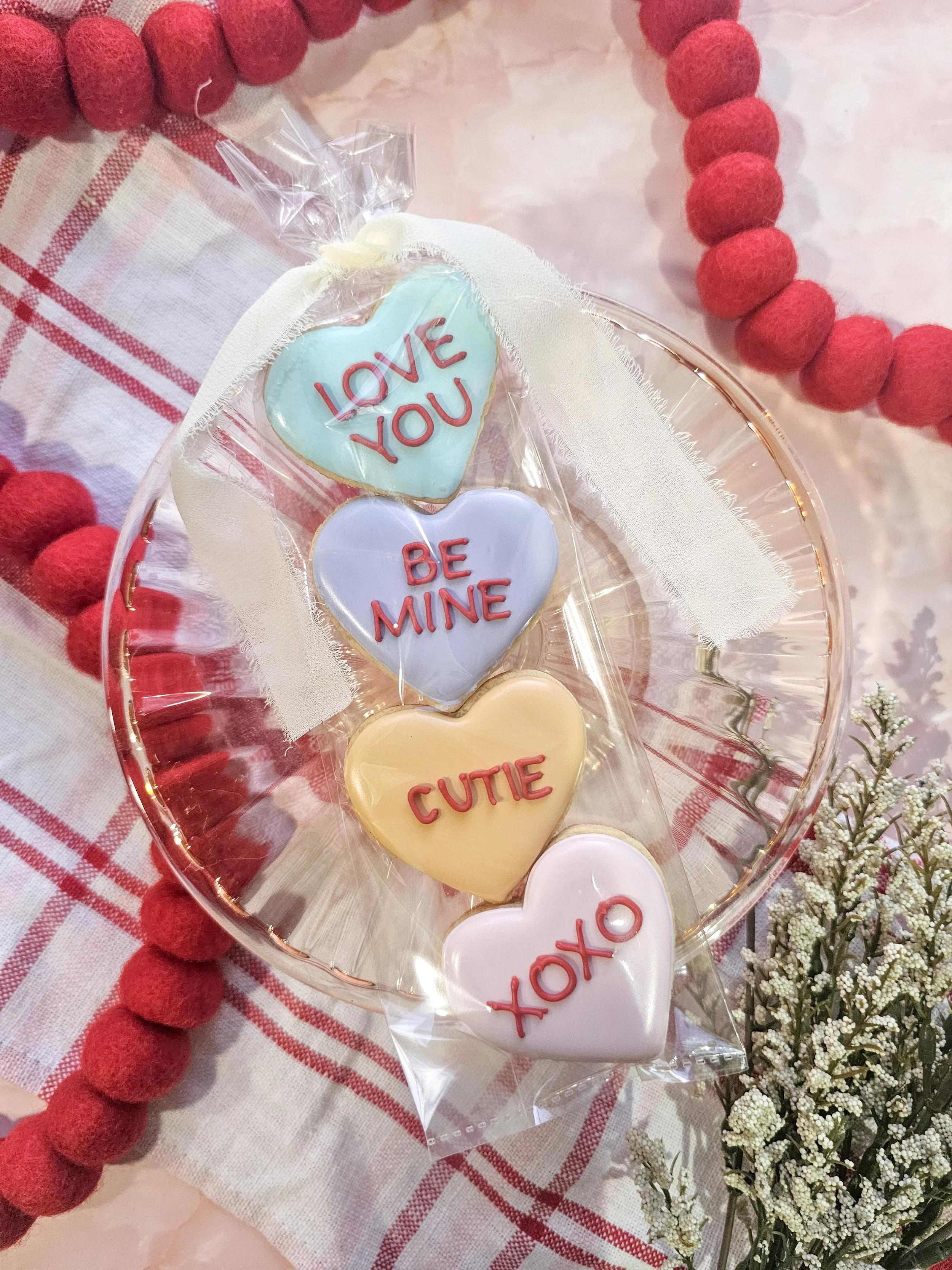 Mini Conversation Heart Cookies 4 pack