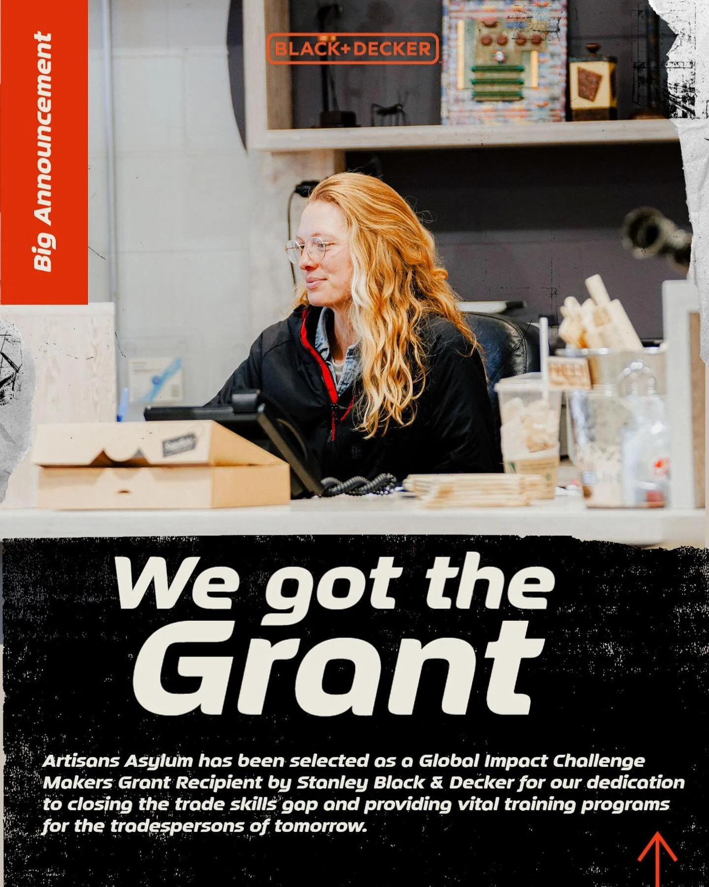 We are thrilled to share that Artisan&rsquo;s Asylum has been selected as a Global Impact Challenge Makers Grant Recipient by Stanley Black &amp; Decker!

Our dedication to closing the trade skills gap and providing vital training programs for the tr