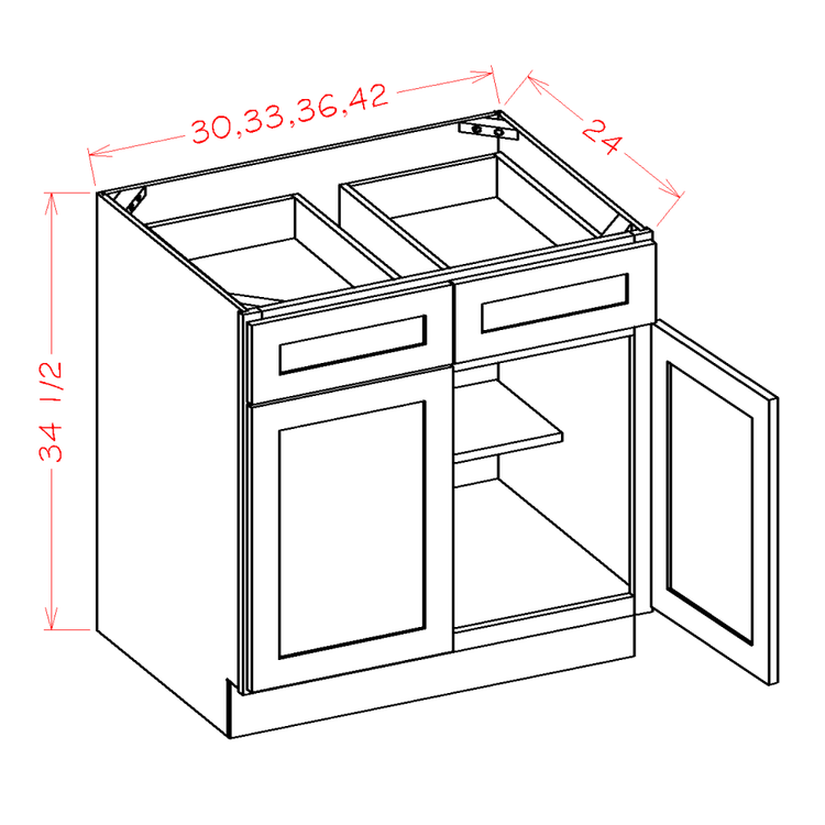 OW Double Door Double Drawer Base 36"W