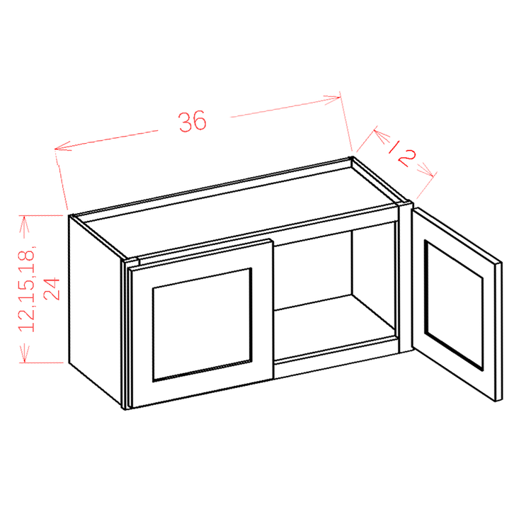 OW 15" High Bridge Cabinets 36"W