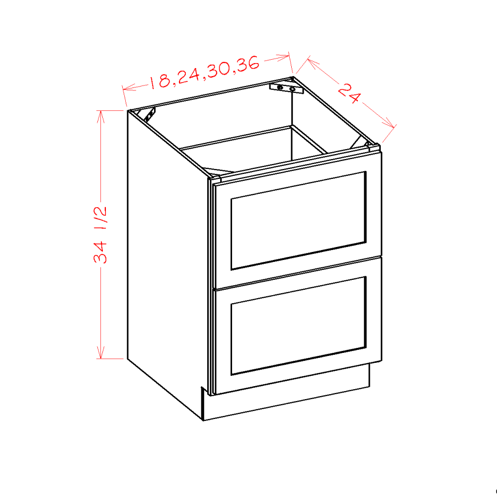 SD Two Drawer Base 36"W