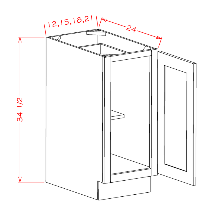 OM Single Full Height Door Base 21"W