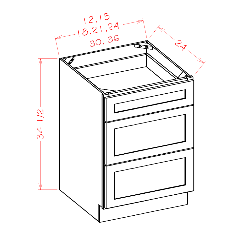 SD Three Drawer Base 18"W
