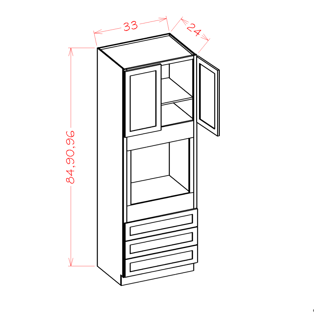 SW 90"H Oven Cabinets 33"W
