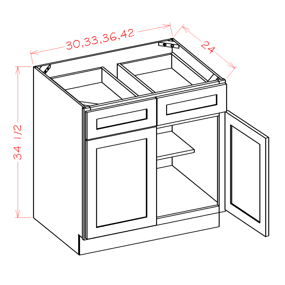 SD Double Door Double Drawer Base 42"W