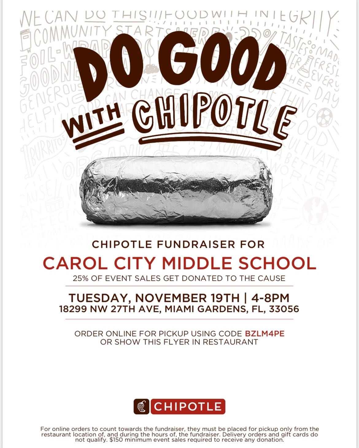 Join us at Chipotle for our Athletic Department Fundraiser! 🌯🌮 A portion of your purchase will directly benefit our school&rsquo;s athletic programs. Come out and enjoy some delicious food while supporting our student-athletes.