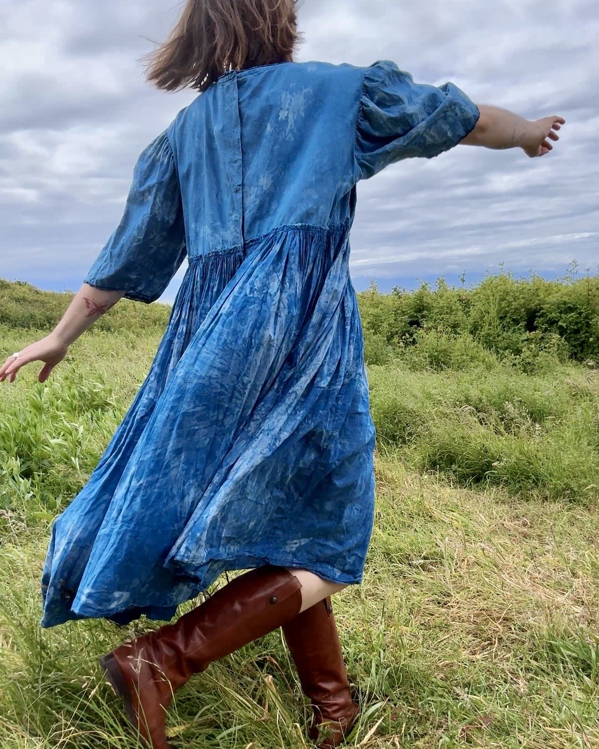 Indigo Dyed Magnolia Pearl Dress