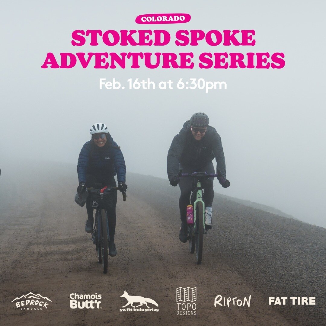 ‼ Stoked Spoke is this Friday, Feb. 16 at 6:30pm ‼ 

Join us to hear adventure cycling stories from our February presenters: @__alyssagonzalez, @rowdy_outside, and @matthew_poynor 👏 From 600 miles across the Westfjords of Iceland to an ultra-enduran