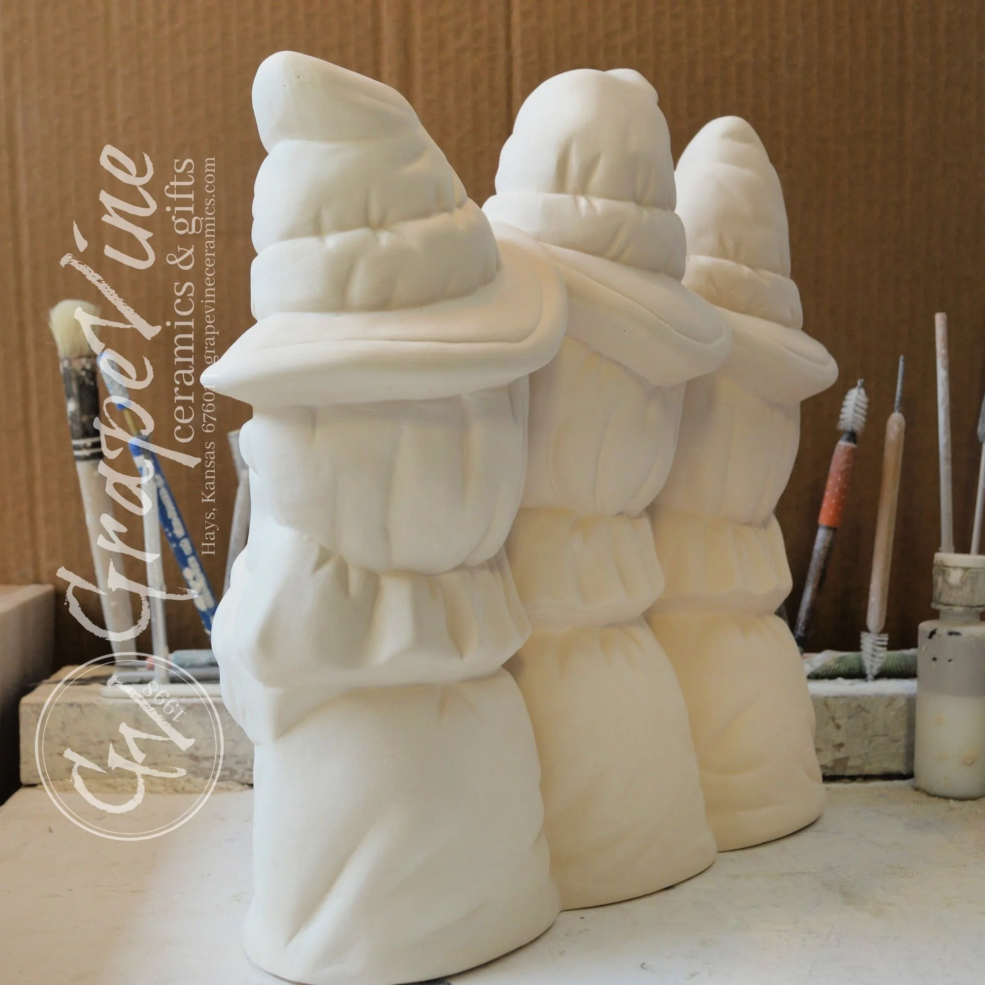 Side view of Window Witches earthenware bisque