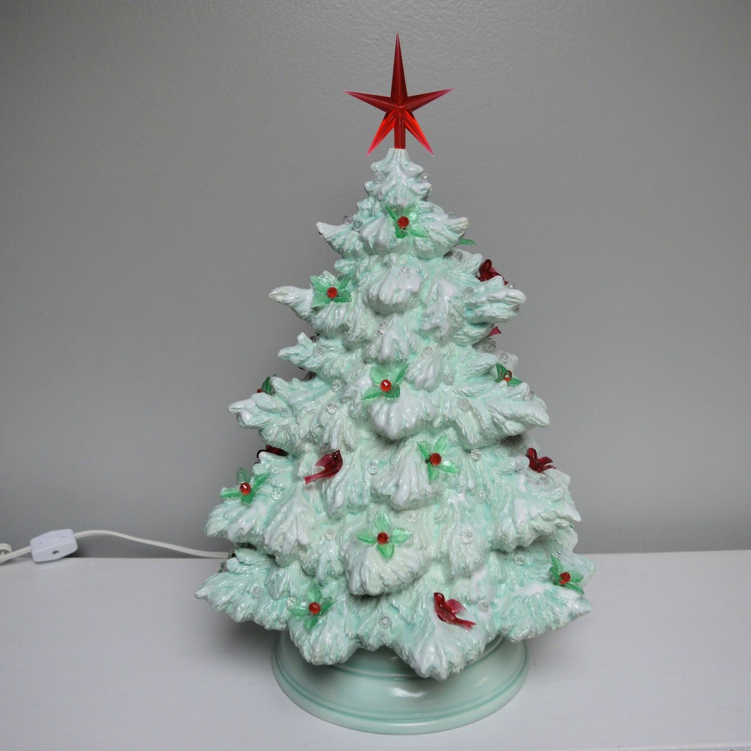 Ceramic Jade Green with Red Fraser Fir Christmas Tree — GrapeVine Ceramics