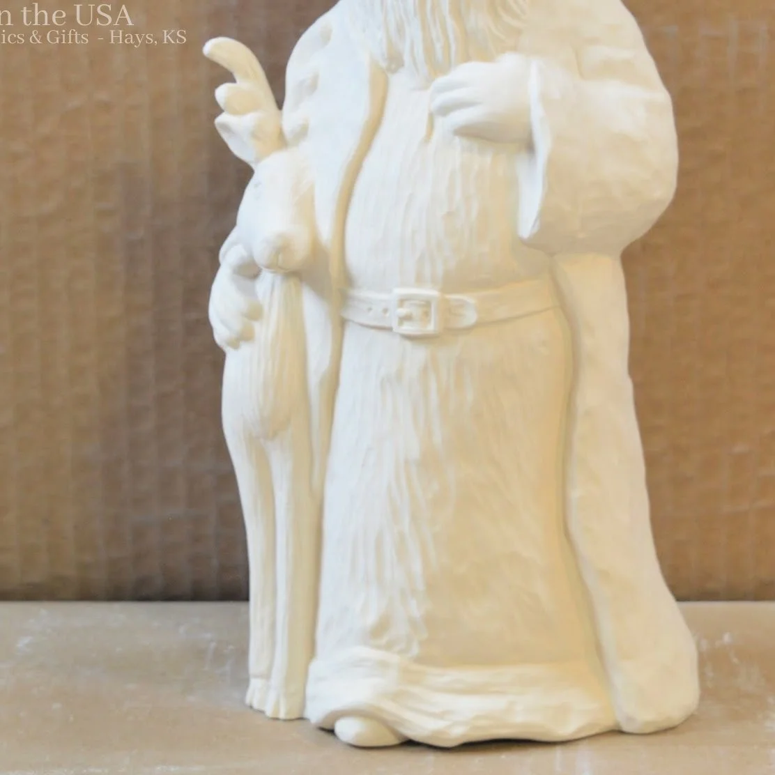 GrapeVine Ceramics-Carved Antique Santa w Deer-Gare 2419.7.jpg
