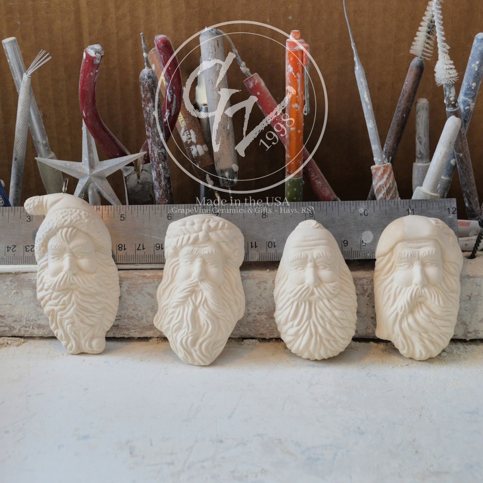 GrapeVine Ceramics-Santa Head Ornaments-Rocking Horse 1170.0.jpg