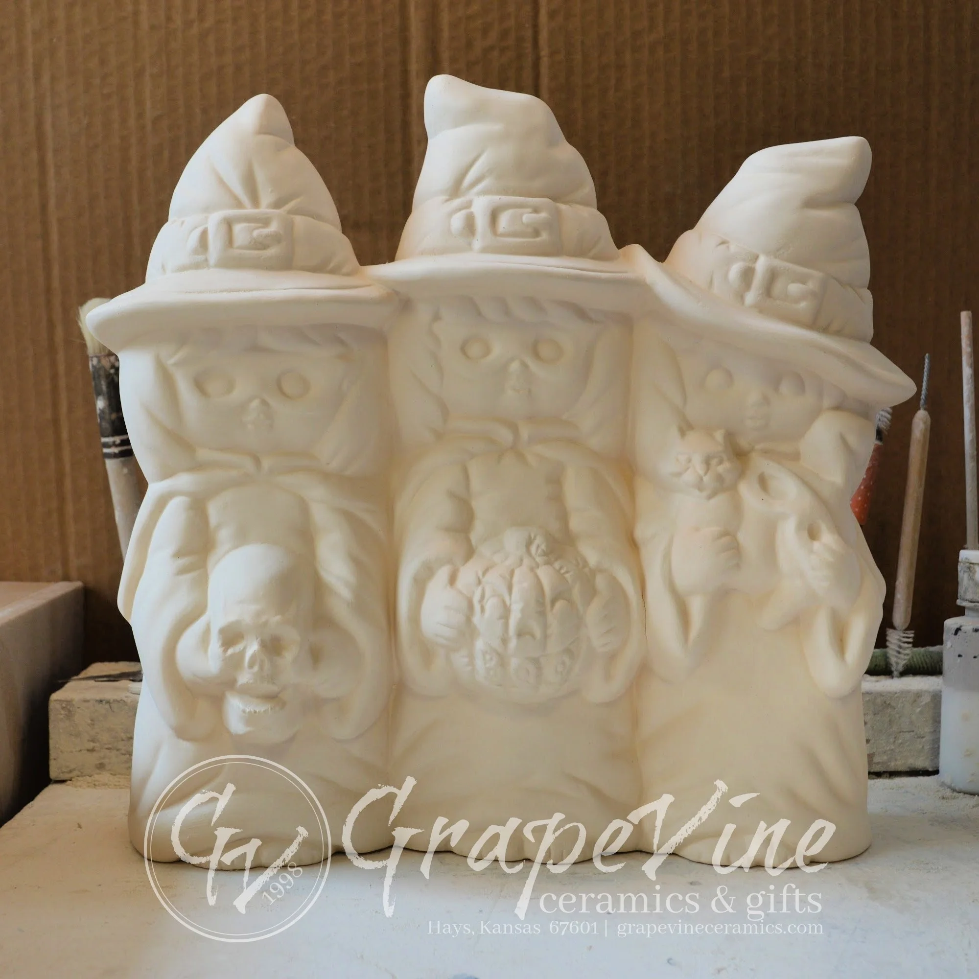 Unpainted Halloween witch figurine – ready to paint