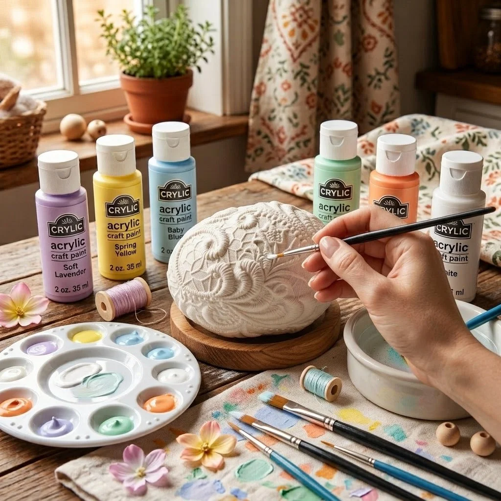 Ready-to-paint ceramic lace duck egg for DIY craft projects, paint parties, and ceramic painting studios