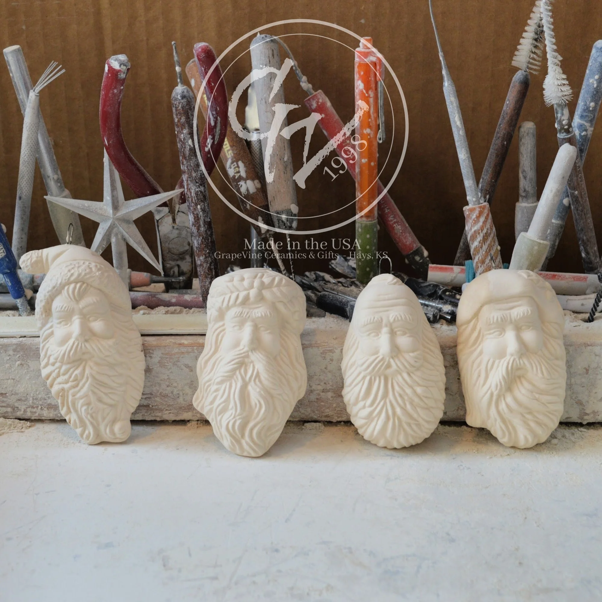 GrapeVine Ceramics-Santa Head Ornaments-Rocking Horse 1170.2.jpg