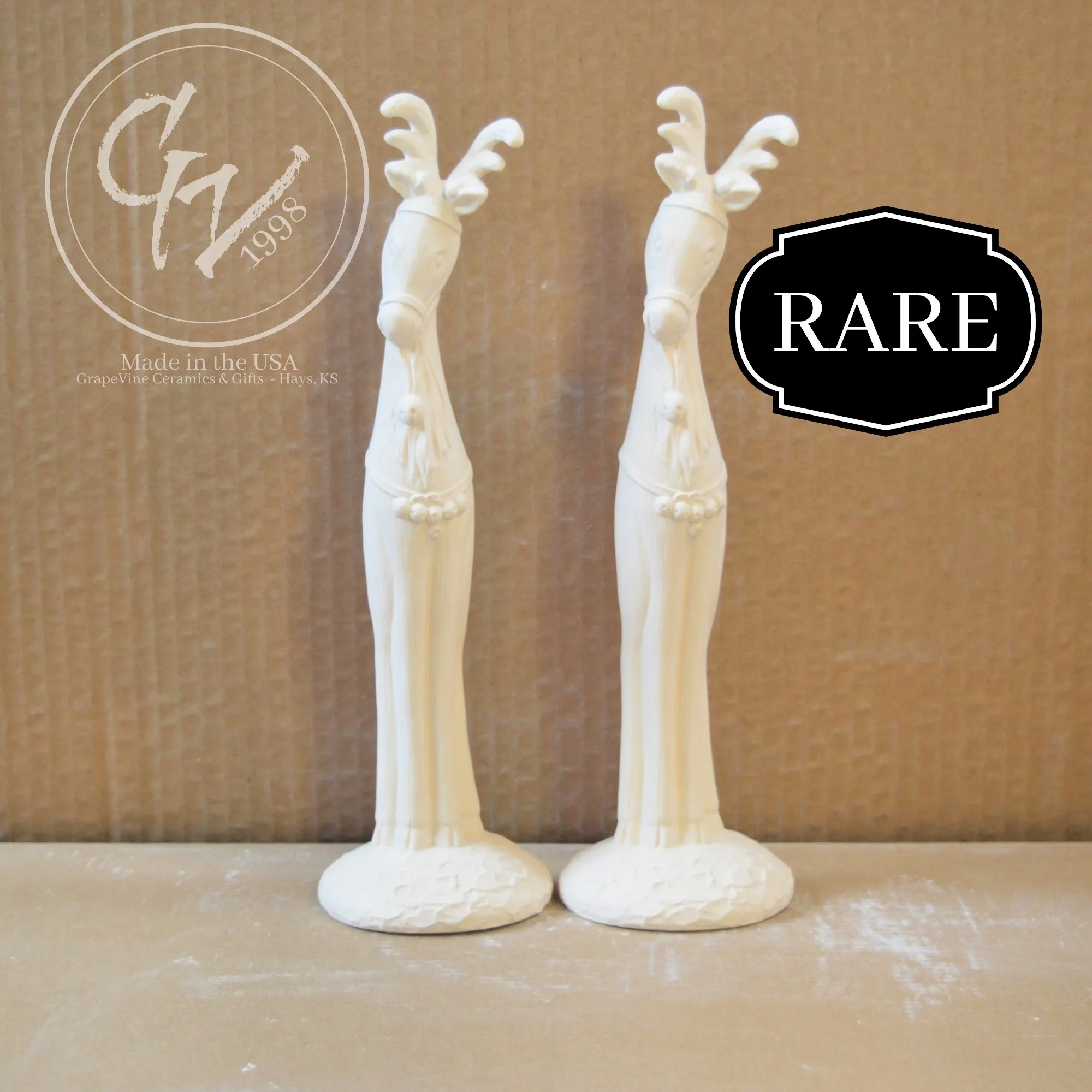 Ready to Paint - Set of Two 11 inch Stick Reindeer - Gare 2409 - Pencil Reindeer