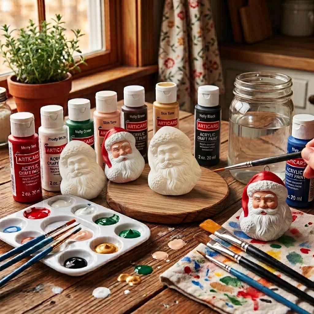 Hand-poured Santa Head ceramic ornament ready to paint
