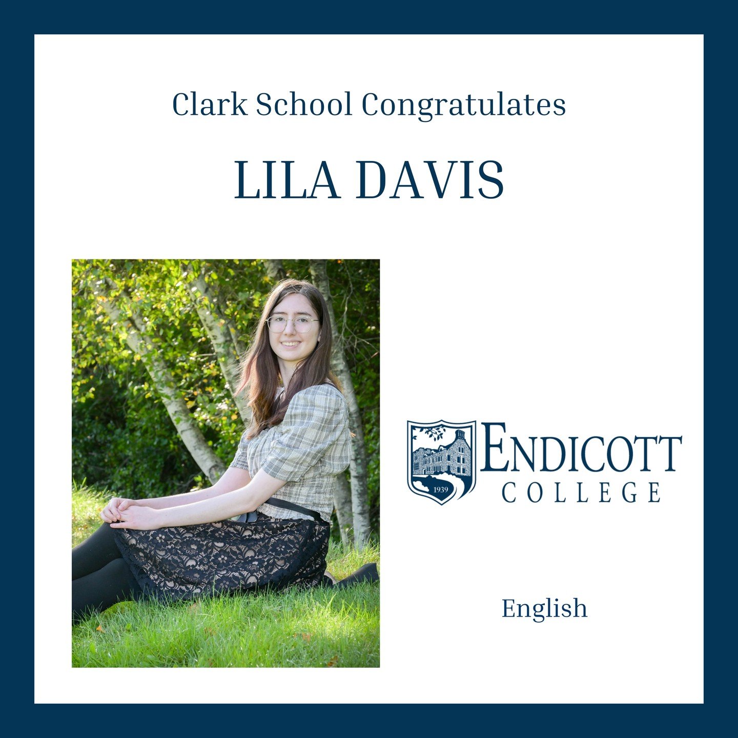 Clark School Congratulates Lila on her acceptance to @endicottcollege ! 💙