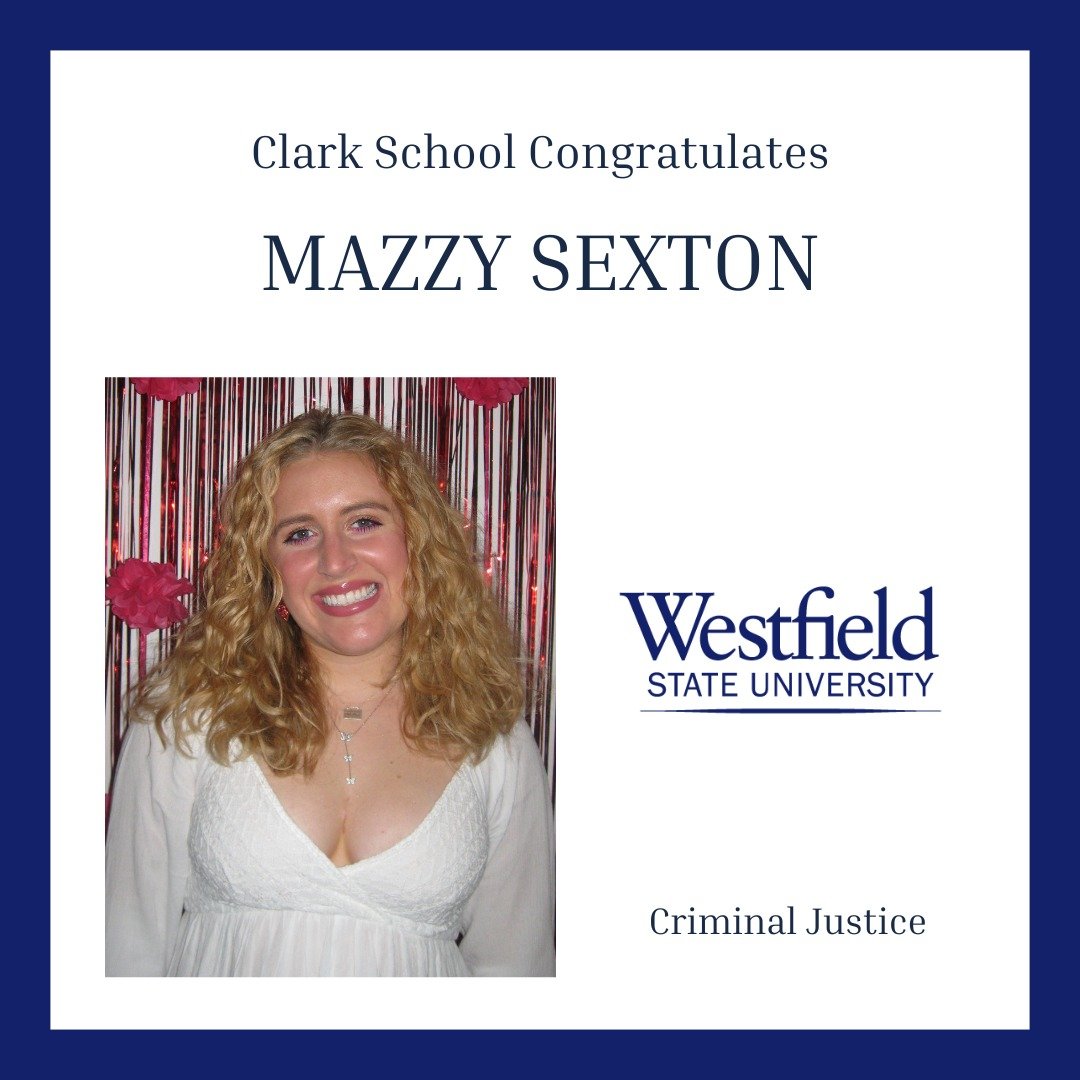 🎓 Senior Spotlight: Mazzy Sexton 🎓

Mazzy will be attending @westfieldstate this fall, where she&rsquo;ll be majoring in Criminal Justice.

She&rsquo;s already gaining real-world experience through her internship at John Adams Courthouse in Boston.
