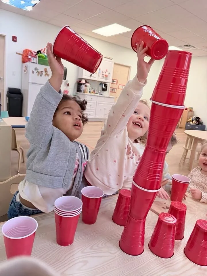 Our toddlers and preschoolers are celebrating Dr. Seuss this week, in honor of his birthday! 

- Cat in the Hat STEM activity with the toddlers
- Preschool painting with socks after reading Fox in Sox
- One Fish Two Fish Red Fish Blue Fish activity
-