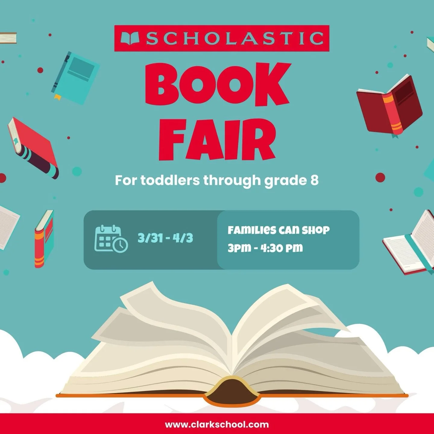 We are excited to announce our Scholastic Book Fair! March 31 - April 3. Students will be able to shop during the day and families can shop afterschool, 3 p.m. - 4:30 p.m. Stay tuned for more details!
