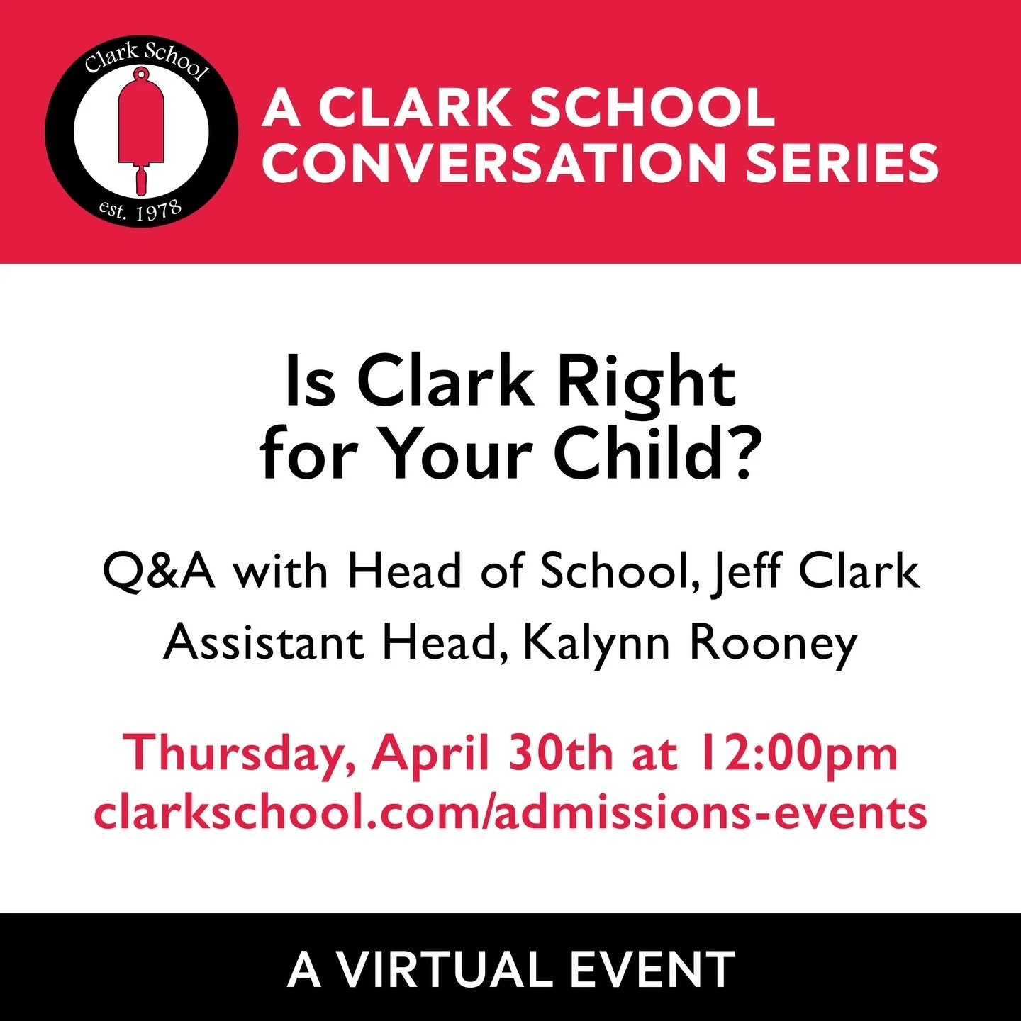 Know someone who is considering Clark? Invite them to our virtual Q &amp; A session April 30!