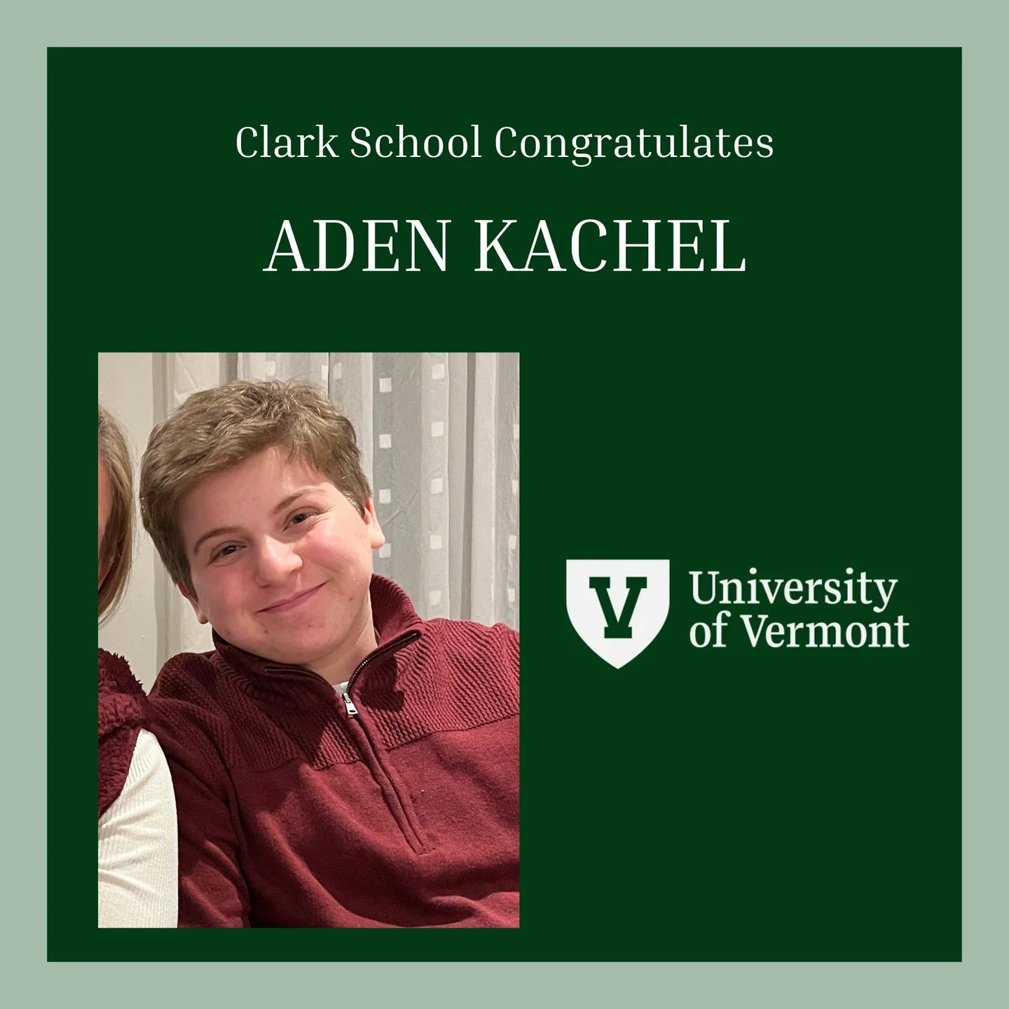 Congratulations to Clark senior Aden Kachel, who will be graduating this May and has committed to the University of Vermont!

We&rsquo;re so proud of all he&rsquo;s accomplished during his time at Clark and can&rsquo;t wait to see what&rsquo;s ahead 