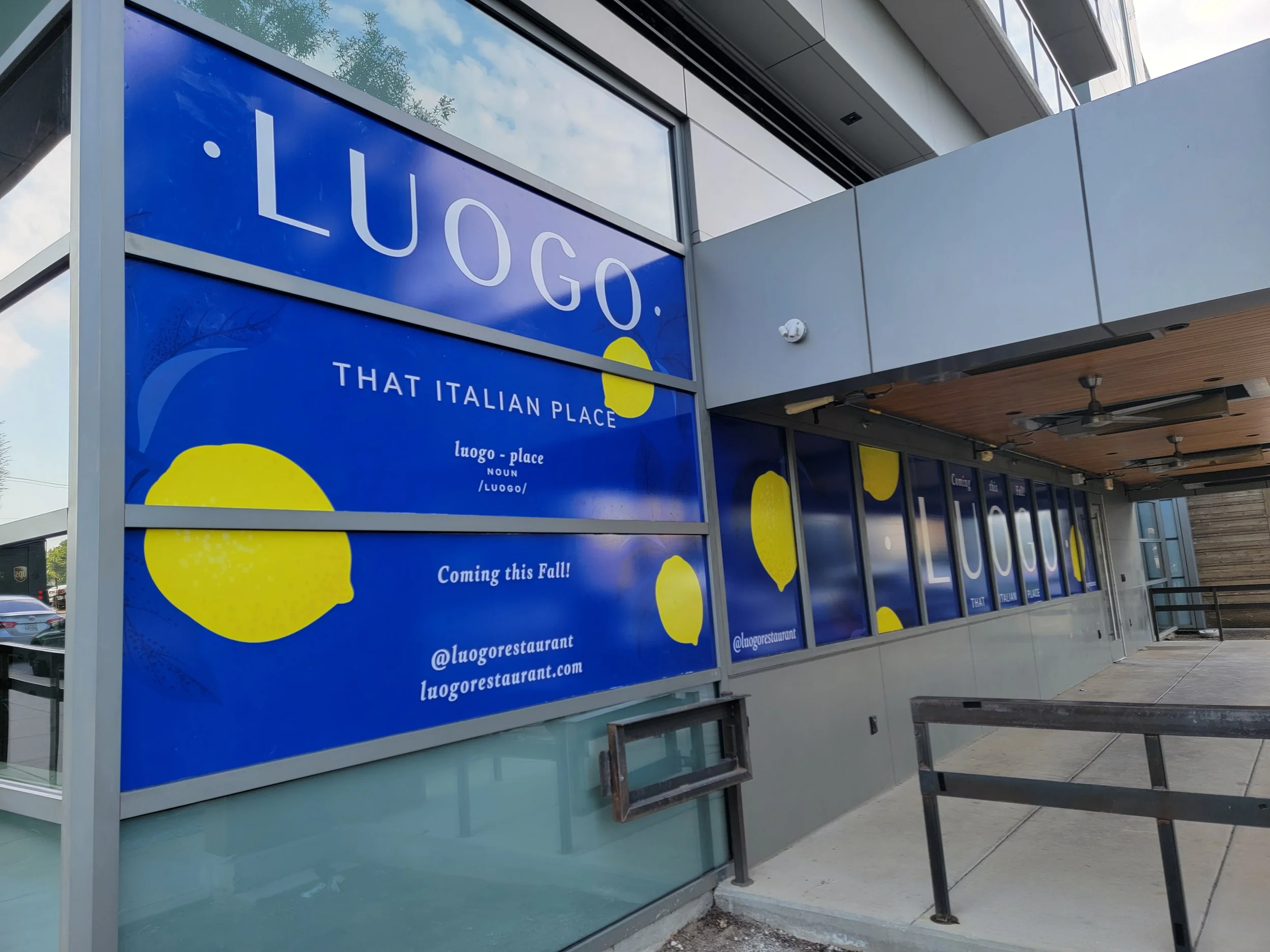 Exterior Vinyl on Glass
Luogo (Italian restaurant)
Nashville, TN