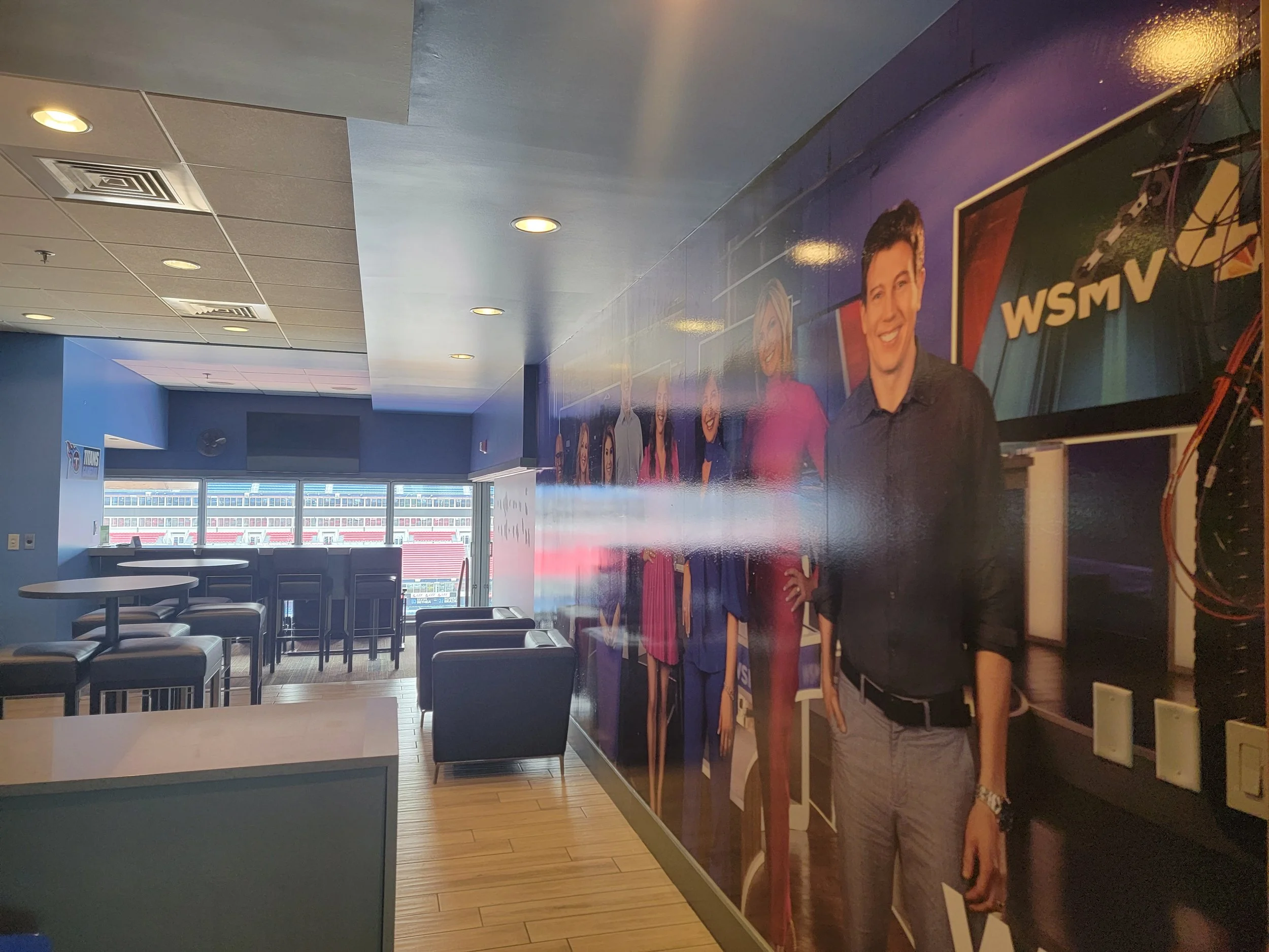 WSMV suite wall wrap
Custom Wall Wrap 
WSMV Suite, Nissan Stadium