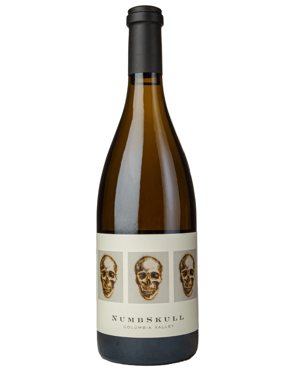 A bottle of NumbSkull White Wine with a transparent background.