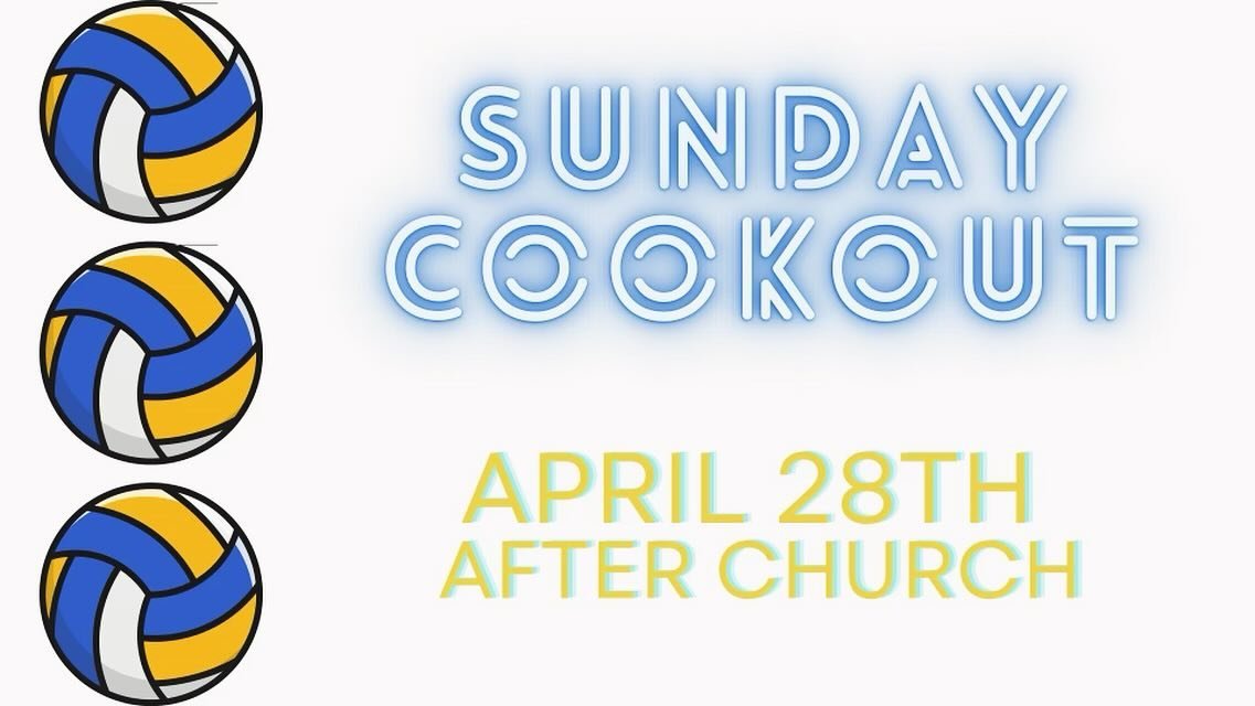 After church tomorrow we are having a cookout at People&rsquo;s Park!! Bring some friends to come to service, enjoy the nice weather, eat some good food, and play some volleyball. We will walk over together after service. Can&rsquo;t wait to see you 