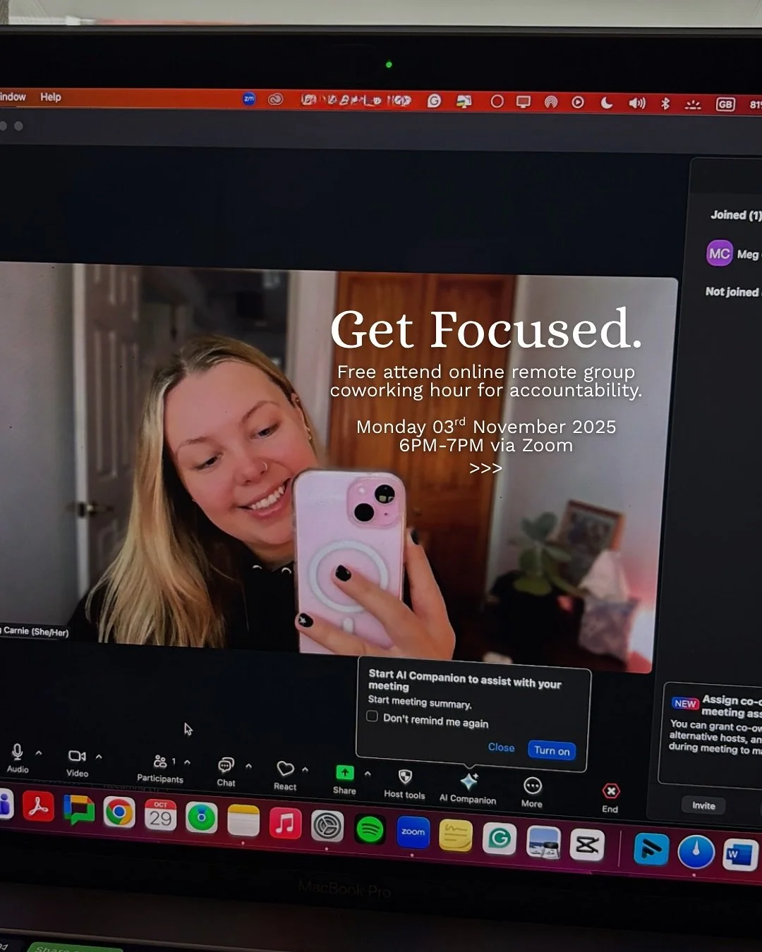 SO NEARLY time for Get Focused - happening this Monday 03rd November 2025, 6PM-7PM UK✨💻 Who&rsquo;s joining me for an hour of realignment, accountability and to-dos? 🤓

🔗 Book for free via my bio or www.megcarnie.co.uk/free-resources