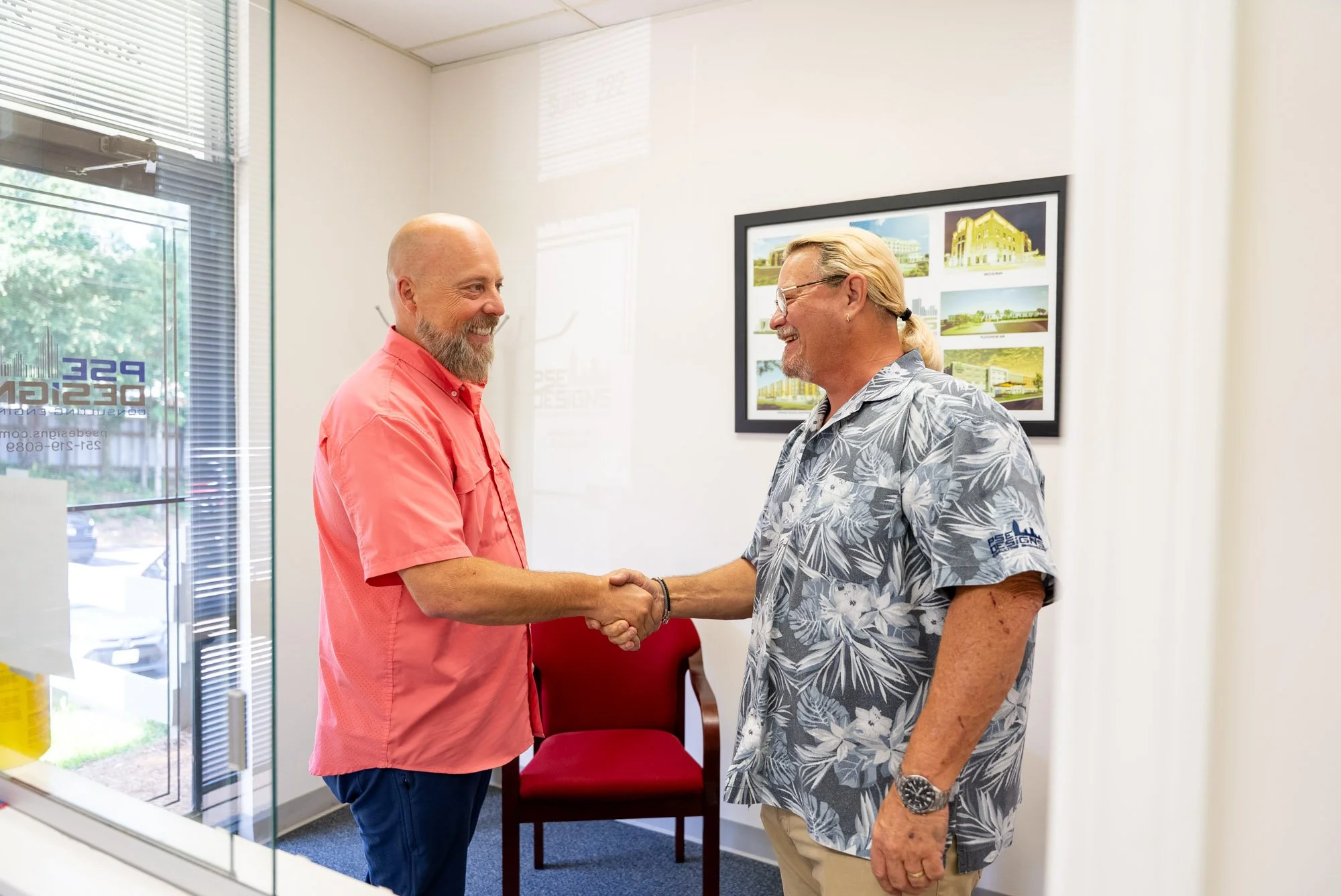 PSE Designs Engineer shaking hands with owner of BCM Morring Company